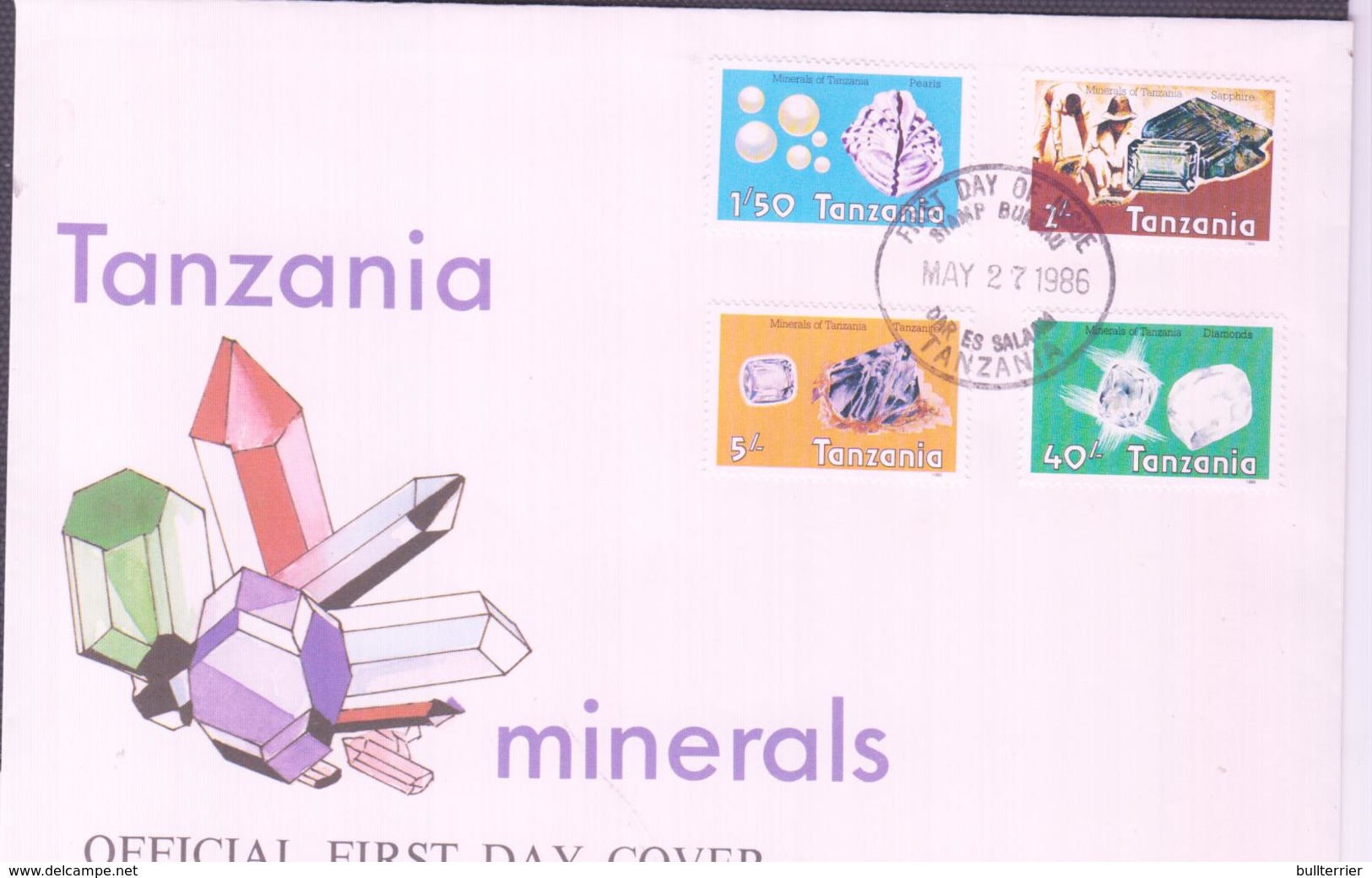 MINERALS  - TANZANIA - 1986 - MINERALS SET OF 4 ON ILLUSTRATED FDC - Minerals