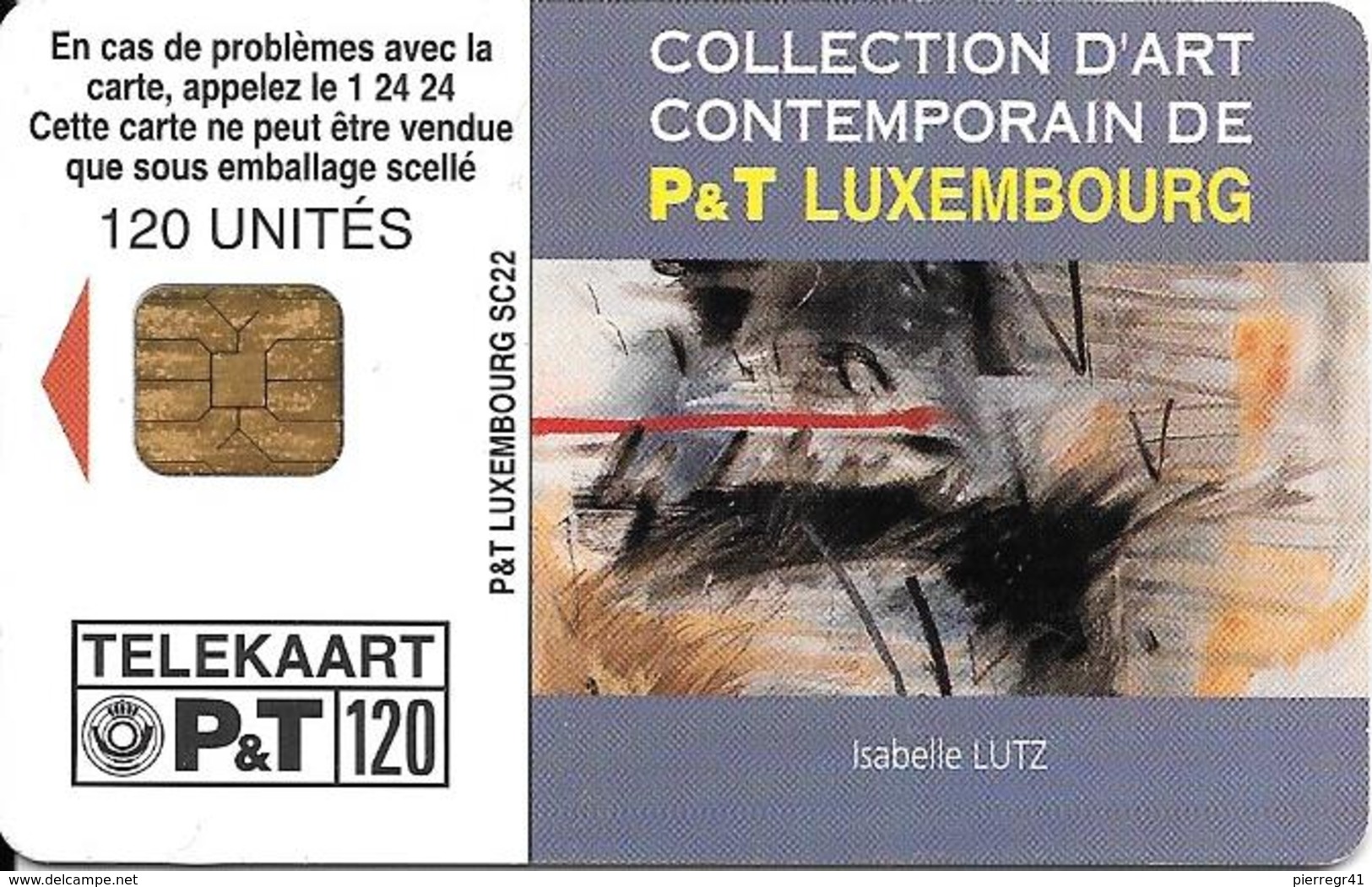 CARTE-PUCE-LUXEMBOURG-120U-SC22-OR1-2000-ART CONTEMPORAIN-19-Isabelle Lutz-V°Sans N° Série--TBE - Luxembourg