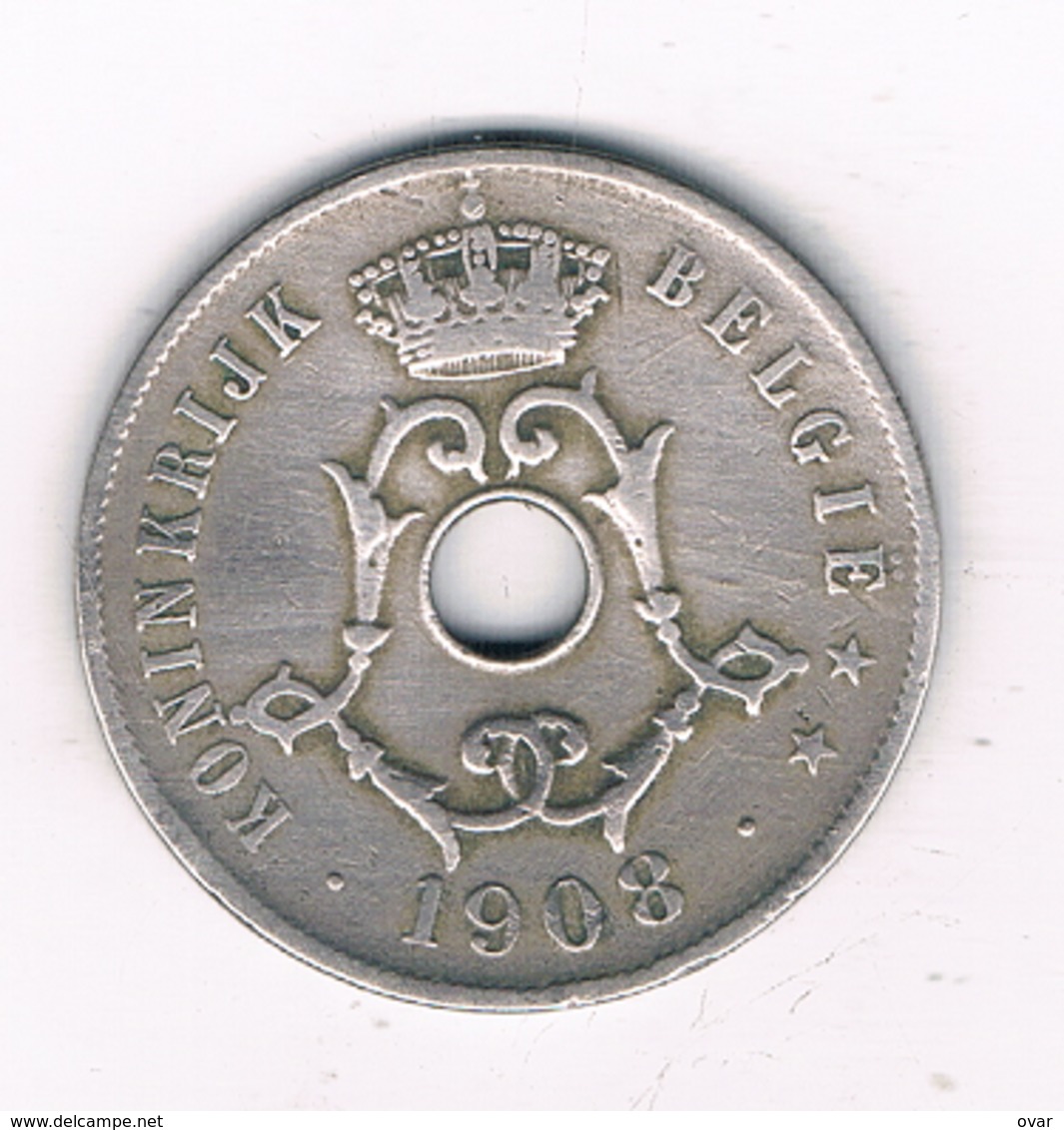 25 CENTIMES  1908 VL   BELGIE /4970/ - 25 Centimes