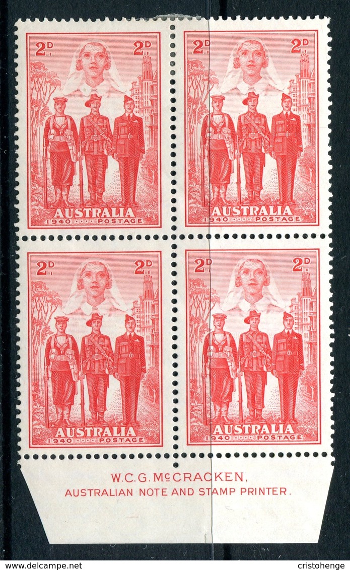 Australia 1937 Australian Imperial Forces - 2d Value Block Of 4 HM (SG 196) - Nuevos