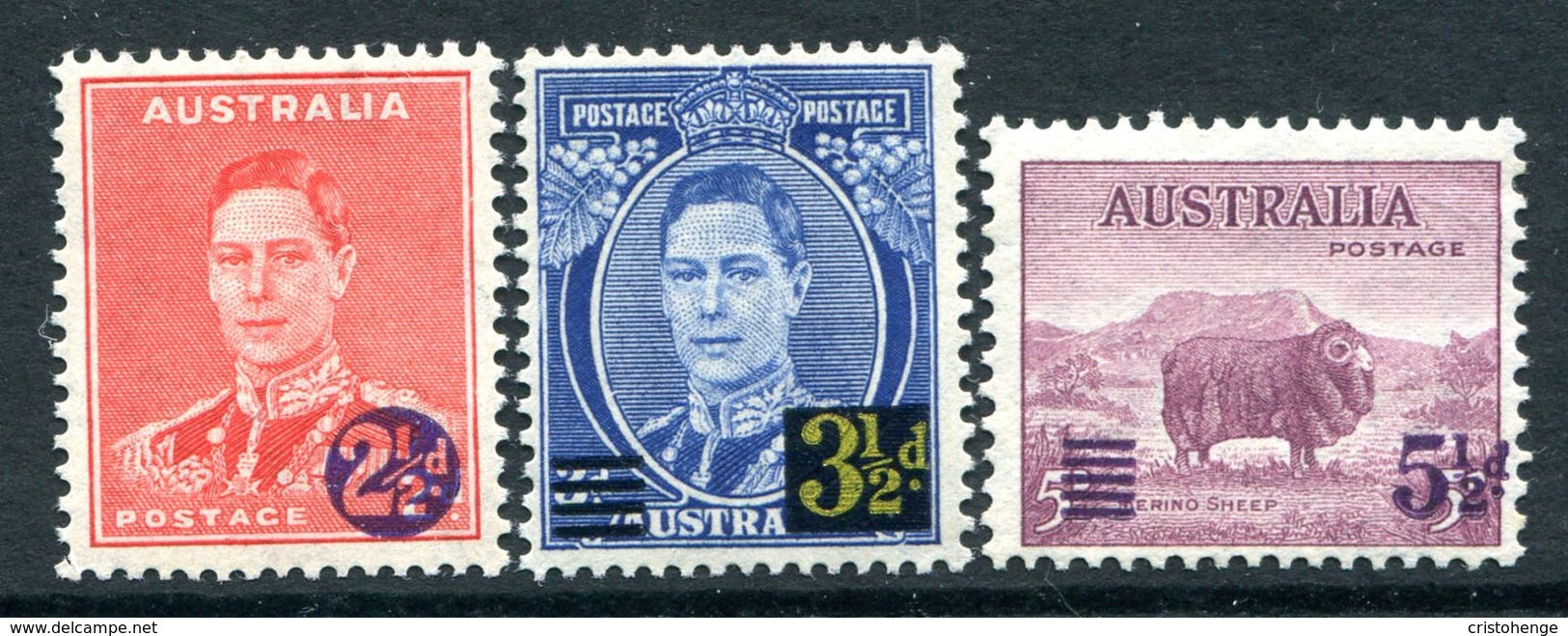 Australia 1941 KGVI Definitive Surcharges Set HM (SG 200-202) - Mint Stamps