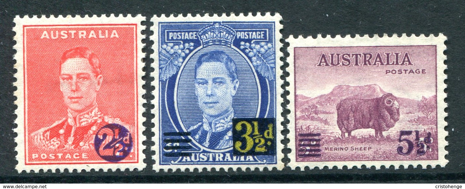 Australia 1941 KGVI Definitive Surcharges Set HM (SG 200-202) - Mint Stamps