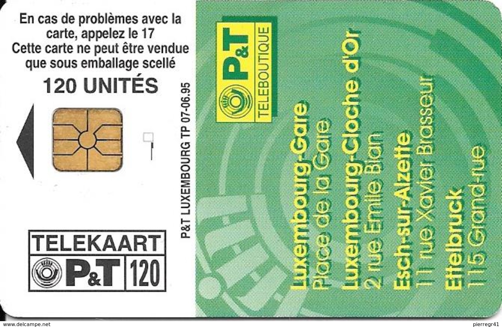 CARTE-PUCE-LUXEMBOURG-120U-TP07-OR2-06/95-TELEBOUTIQUE -V° Sans N° Série-TBE - Luxembourg