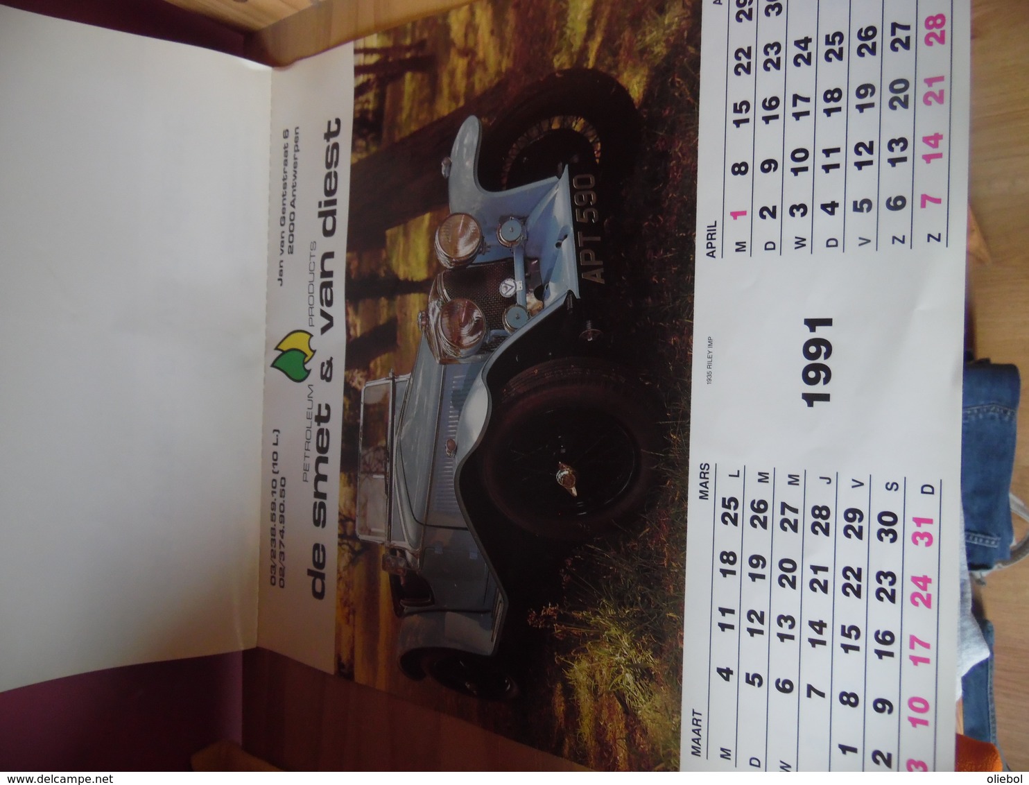 Kalender Oude Auto's De Smet & Van Diest - Grand Format : 1991-00