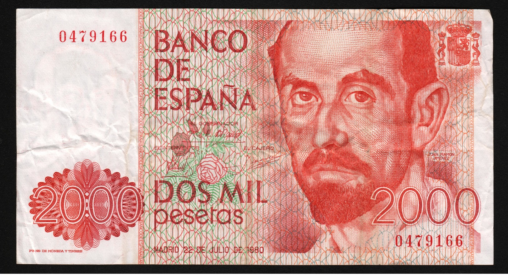 Spain 2000 Pesetas 1980 (VF) P-159 A.1 - [ 4] 1975-… : Juan Carlos I