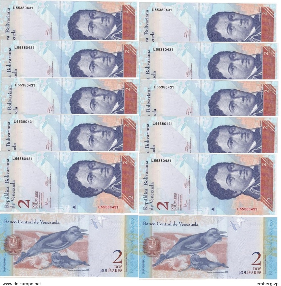 Venezuela - 10 Pcs X 2 Bolivares 27.12. 2012 Pick 88c UNC Lemberg-Zp - Venezuela