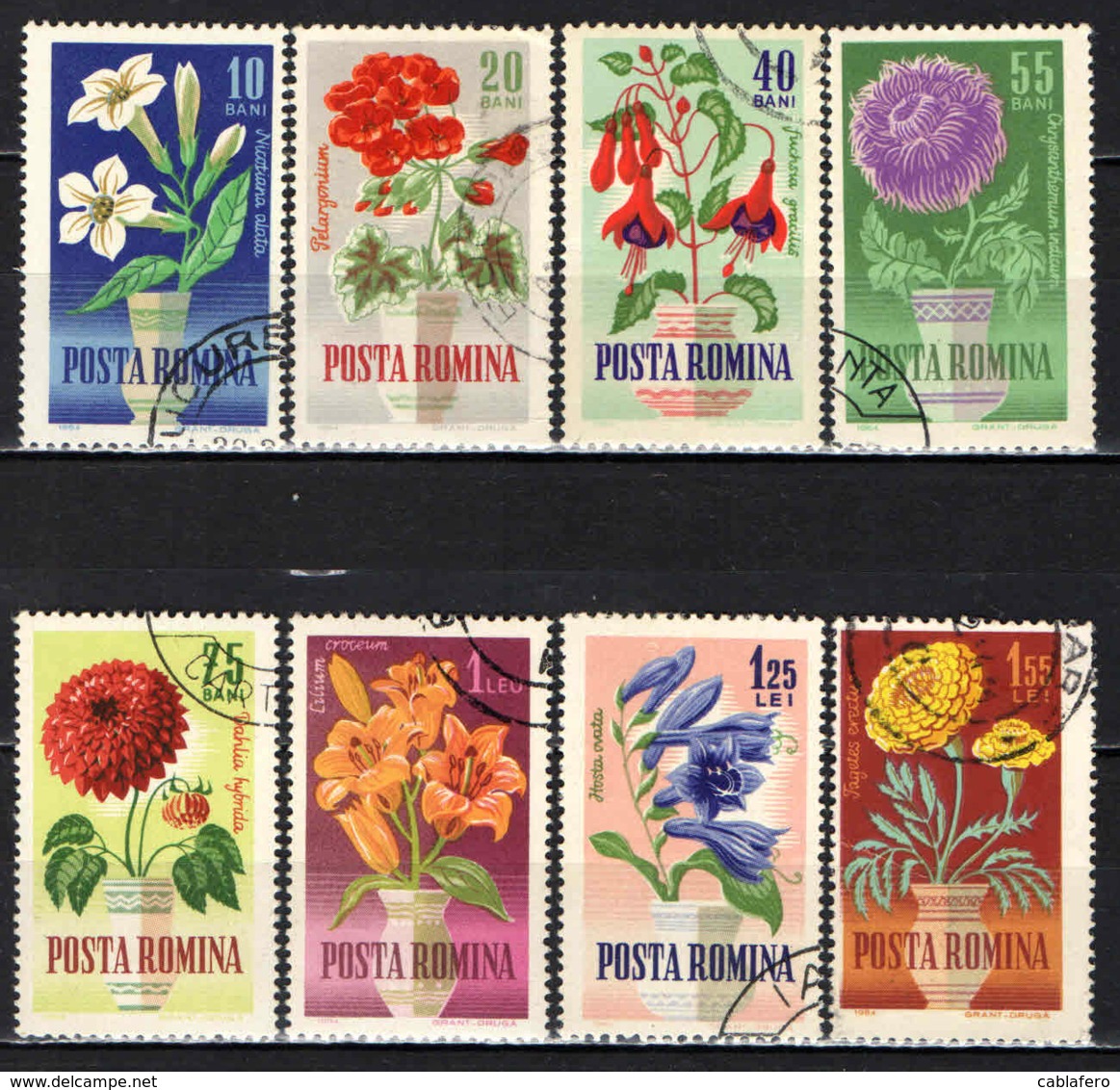 ROMANIA - 1964 - Garden Flowers - USATI - Usati