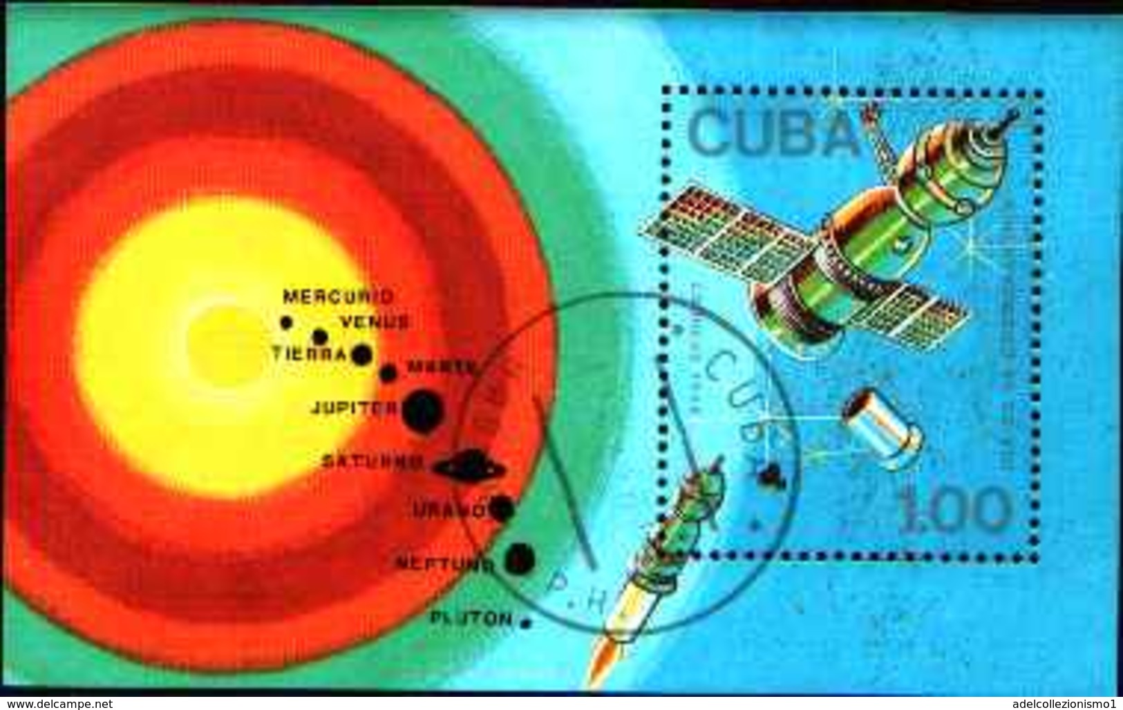 5539BIS ) CUBA GIORNATA DELLA COSMONAUTICA-BF N.103-USATO - Blocchi & Foglietti