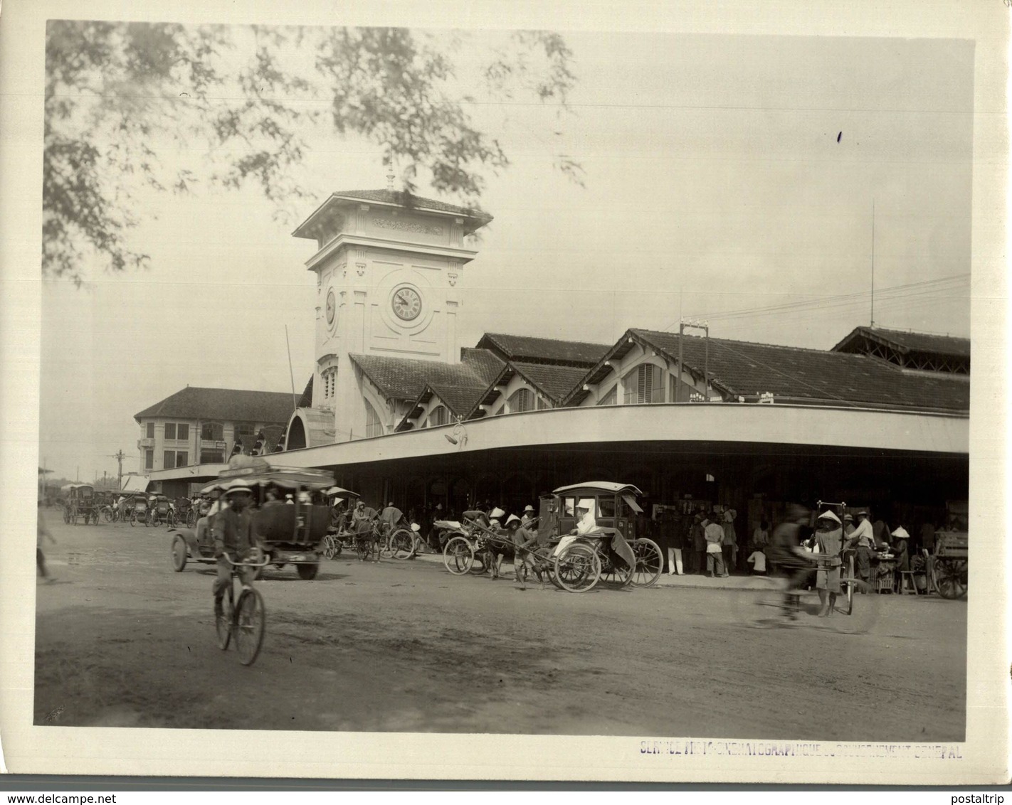 COCHINCHINE SAIGON LE GRAND MARCHE  INDO CHINE ASIA   24*18 CM Fonds Victor FORBIN 1864-1947 - Lugares