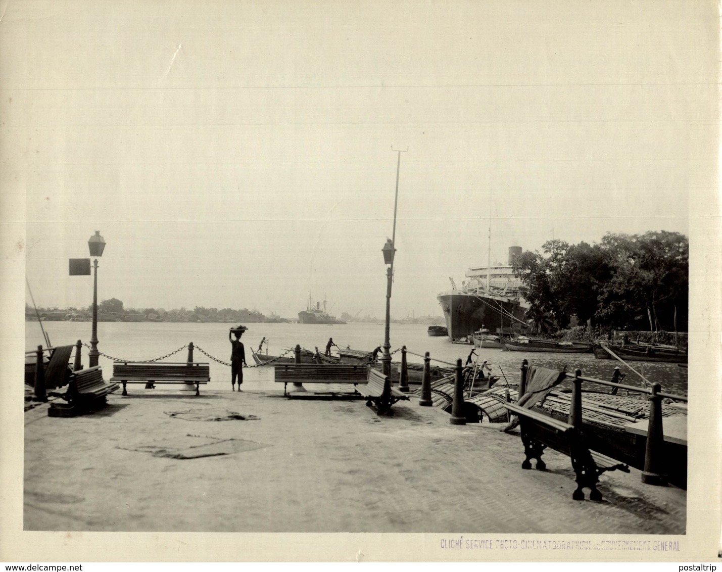 SEE BACK COCHINCHINE SAIGON LA POINTE DES BLANDENGUES INDO CHINE ASIA   24*18 CM Fonds Victor FORBIN 1864-1947 - Lugares