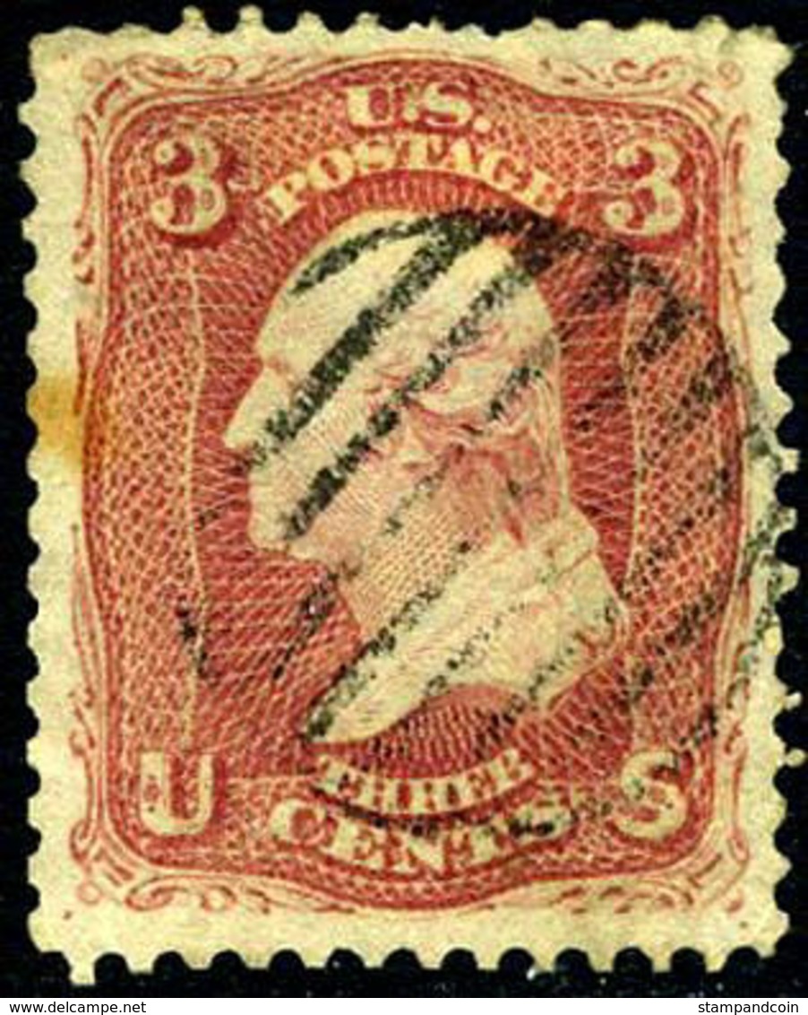 US #65 Dull Red 3c EXCEPTIONAL CENTERING ... 1861 Washington  Issue - Used Stamps