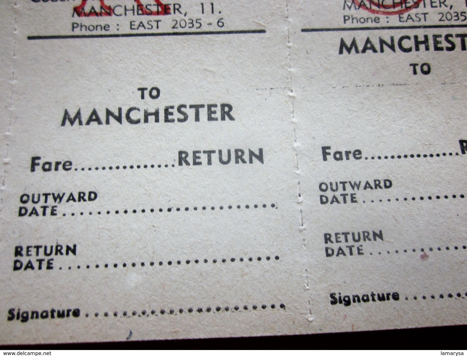 A. MAYNE & SON LTD COACH STATION MANCHESTER Transportation Tickets Single Tickets Billet Ticket Metro Shuttle Service - Europe