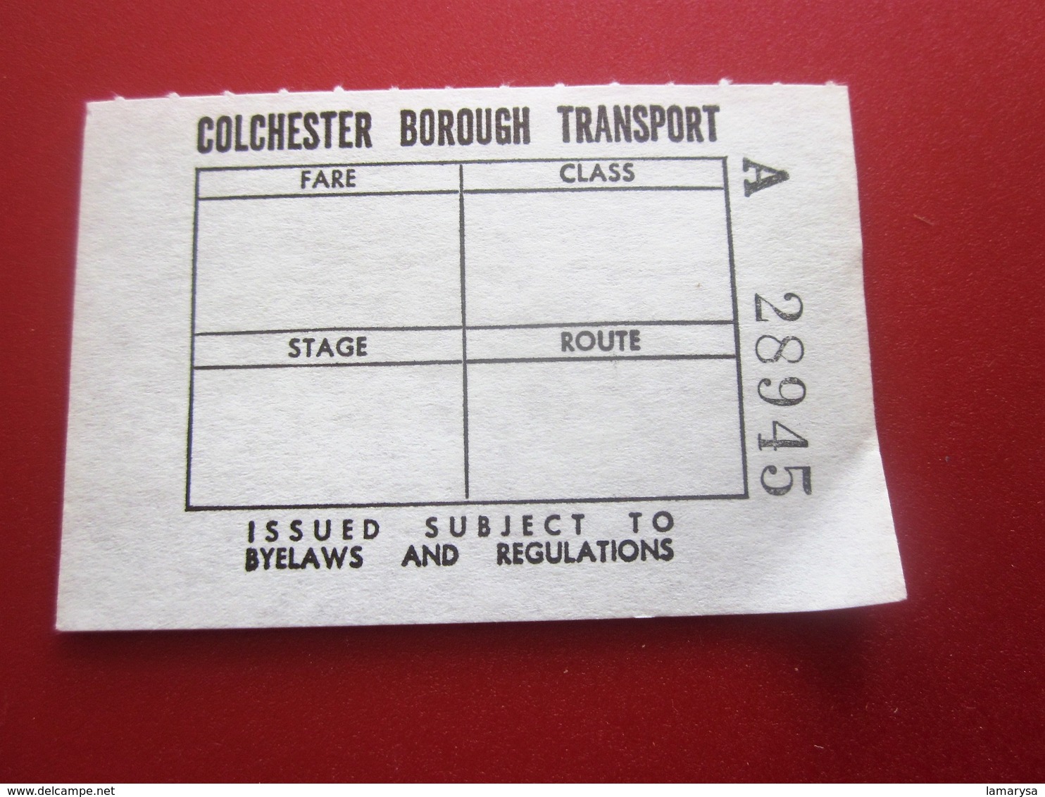 COACH STATION COLCHESTER BOROUGH TRANSPORT Transportation Tickets Single Tickets Billet Ticket Metro Shuttle Service - Europe