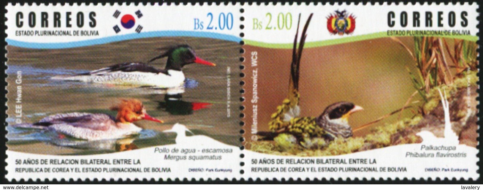 BOLIVIA 2015 50th Anniversary Of Diplomatic Relations Bolivia Korea Ducks Birds Animals Fauna MNH - Canards