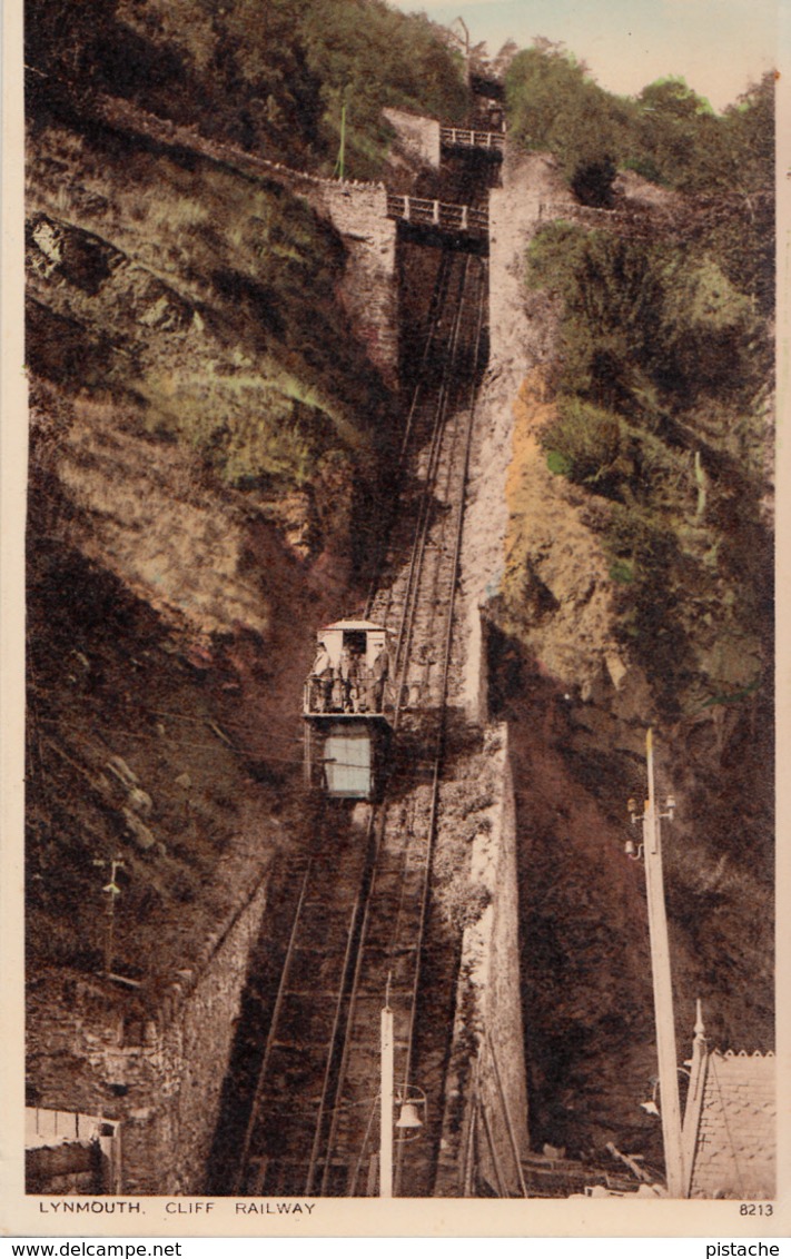 England - Lynmouth Cliff Funicular Railway - Funiculaire - Hand Colored - Colorisation - Unused - 2 Scans - Lynmouth & Lynton