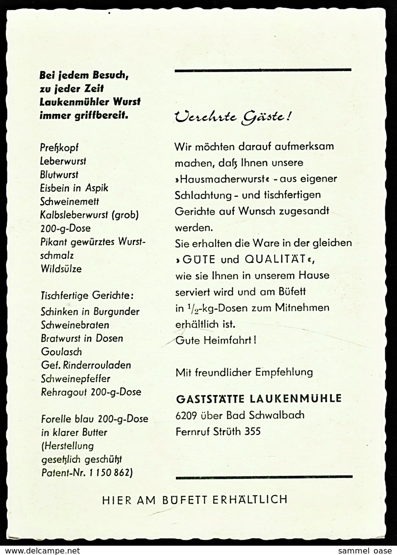 H. Schifferstein  -  Laukenmühle / Wispertal  -  Hausmacher Wurstkonserven  -  Mehrbild-Ansichtskarte Ca. 1975    (9941) - Bad Schwalbach