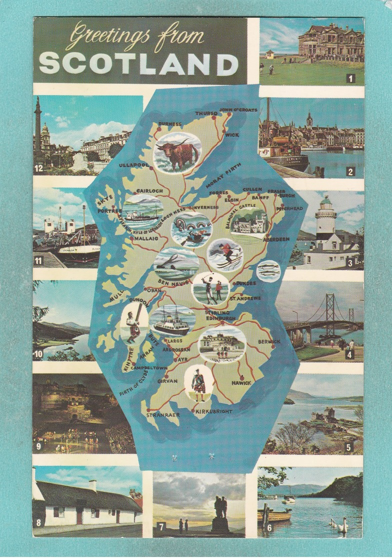 Small Post Card,Map Of Greetings From Scotland,V104. - Other & Unclassified