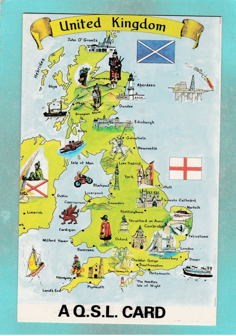 Small Post Card,Map Of United Kingdom,AQ.S.L. Card,V104. - Other & Unclassified