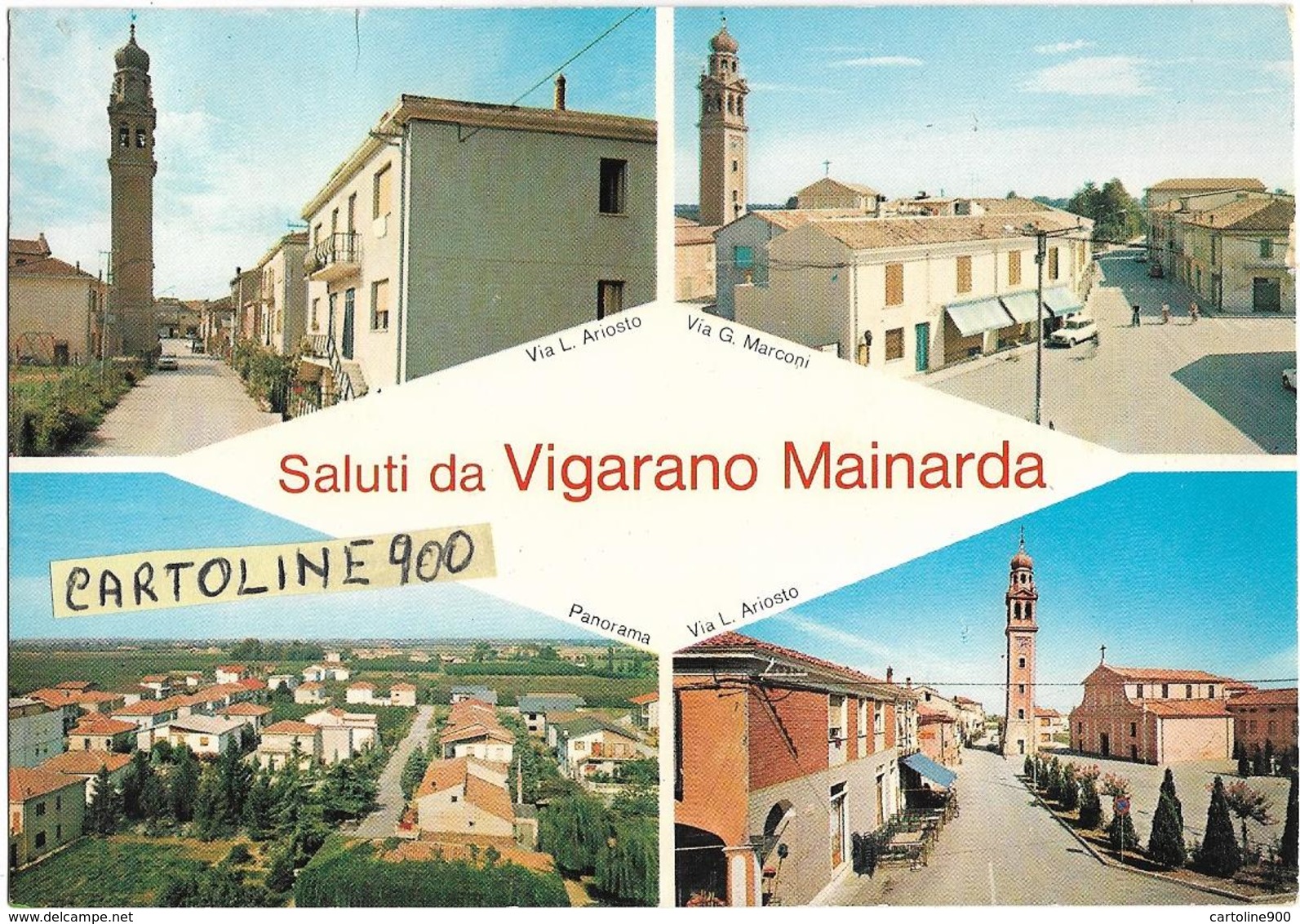 Emilia Romagna-ferrara- Vigarano Mainarda Saluti Da Vigarano Mainarda Vedute Vedutine Via Ariosto Via Marconi Panorama - Autres & Non Classés