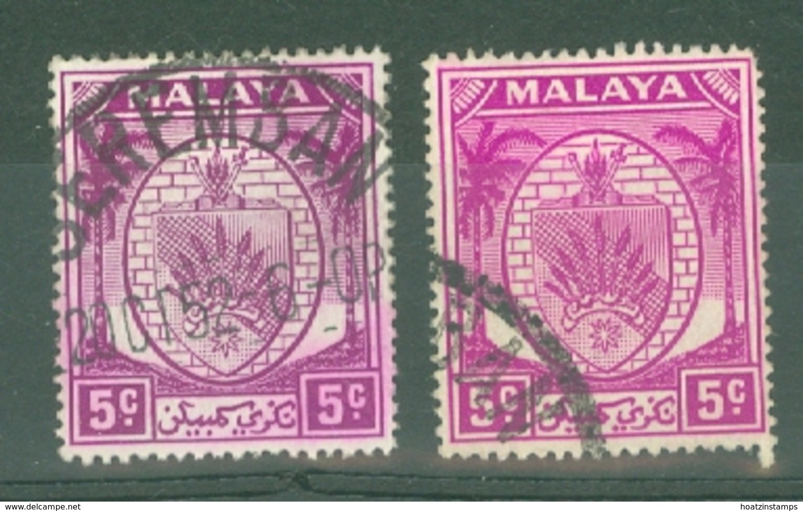 Negri Sembilan: 1949/55   Arms     SG46/46a    5c   Bright Purple And Bright Mauve  Used - Negri Sembilan