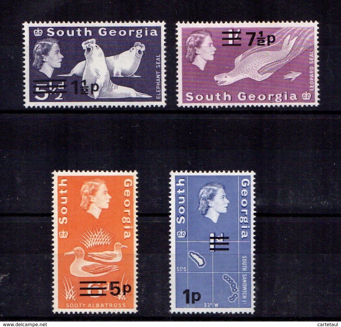 SOUTH GEORGIA 4 Values Overprint 4 Val Surchargées ** MNH Gomme Intacte TTB - Unused Stamps