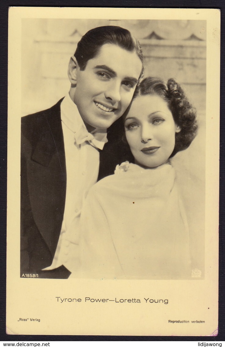 LORETTA YOUNG - TYRONE POWER - MOVIE FILM - OLD POSTCARD  (see Sales Conditions) - Acteurs