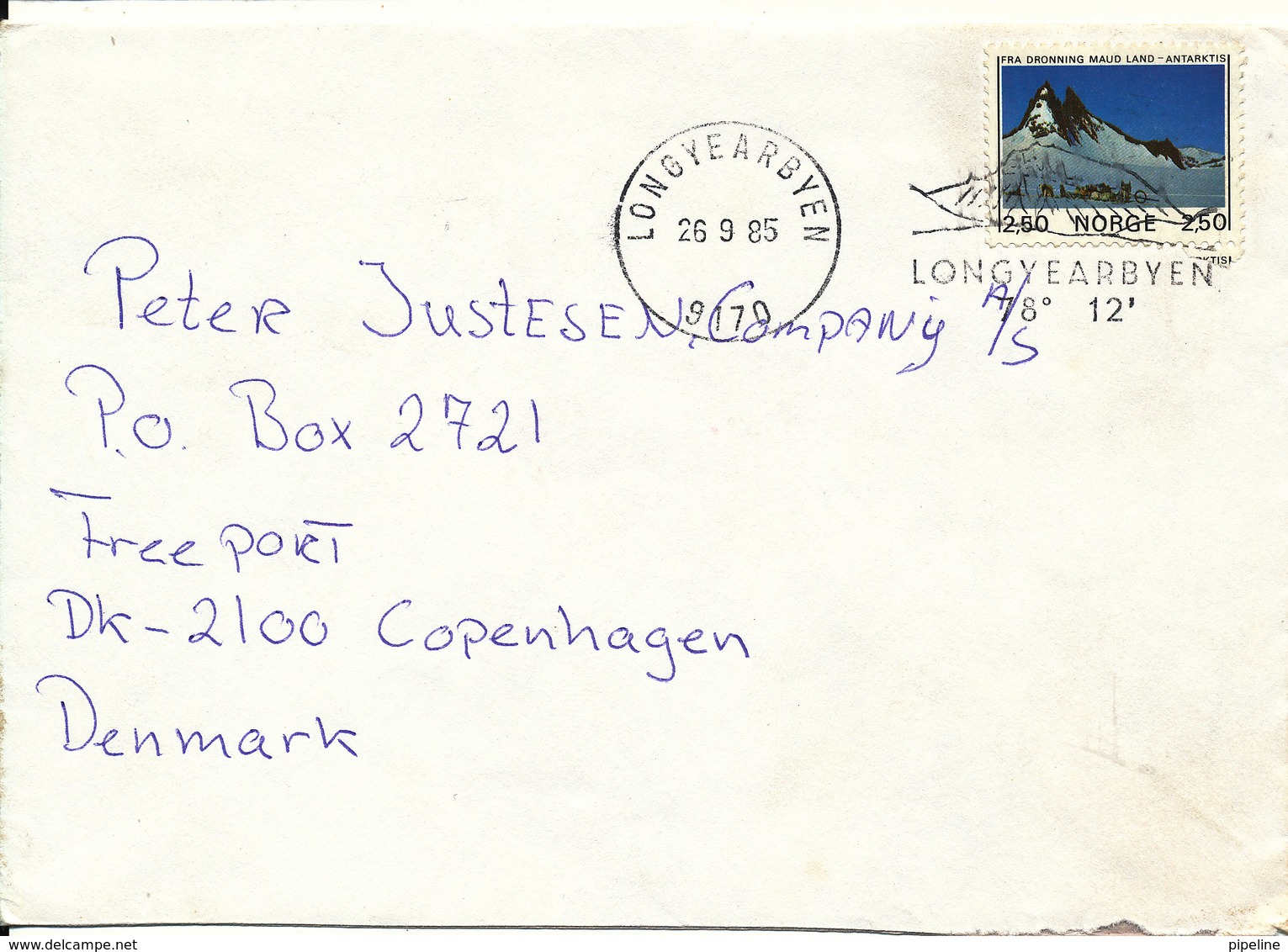 Norway Cover Sent To Denmark Longyearbyen 26-9-1985 Single Franked - Covers & Documents