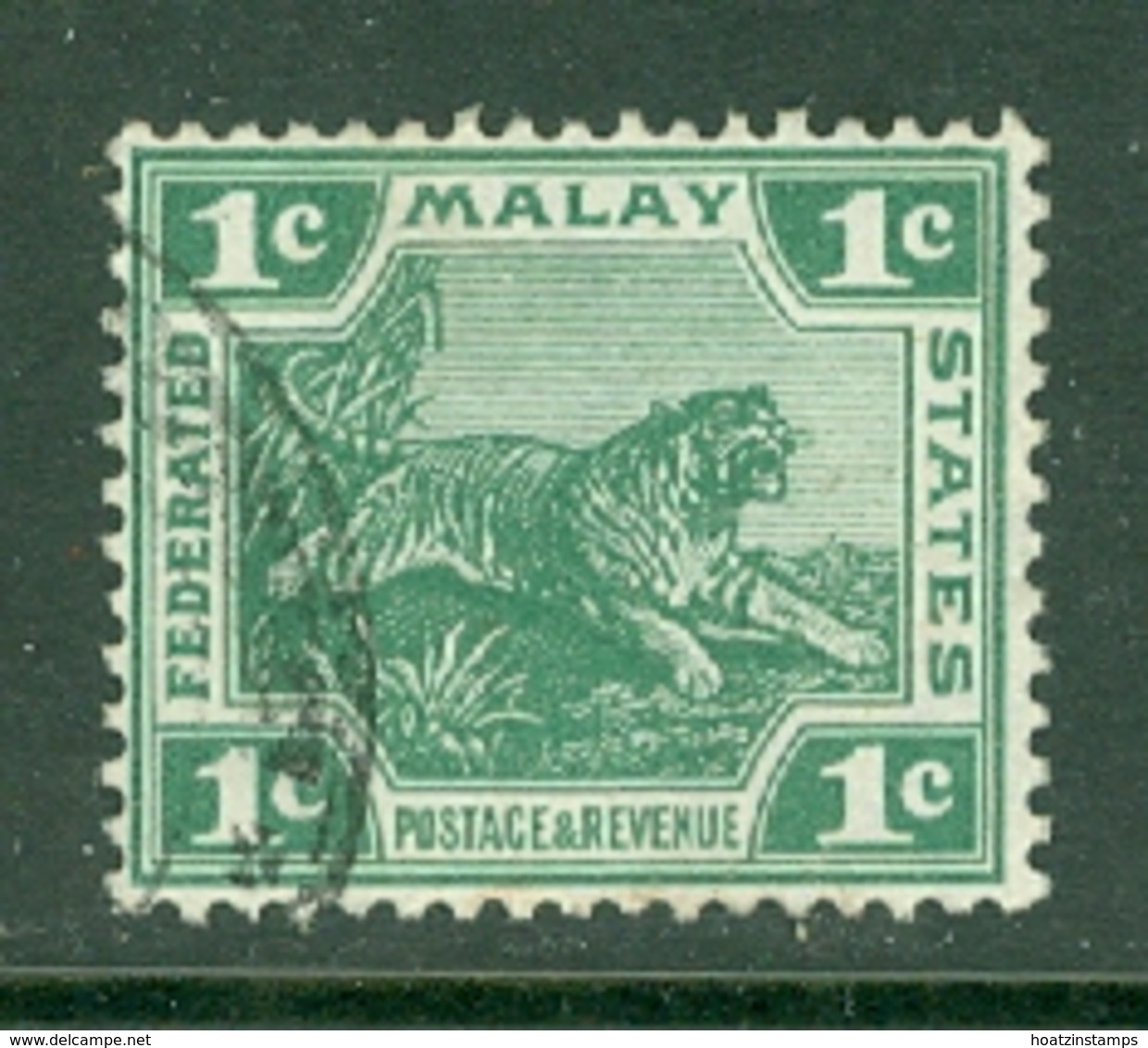 Federated Malay States: 1904/22   Tiger    SG29    1c   Green   [Die II]    Used - Federated Malay States