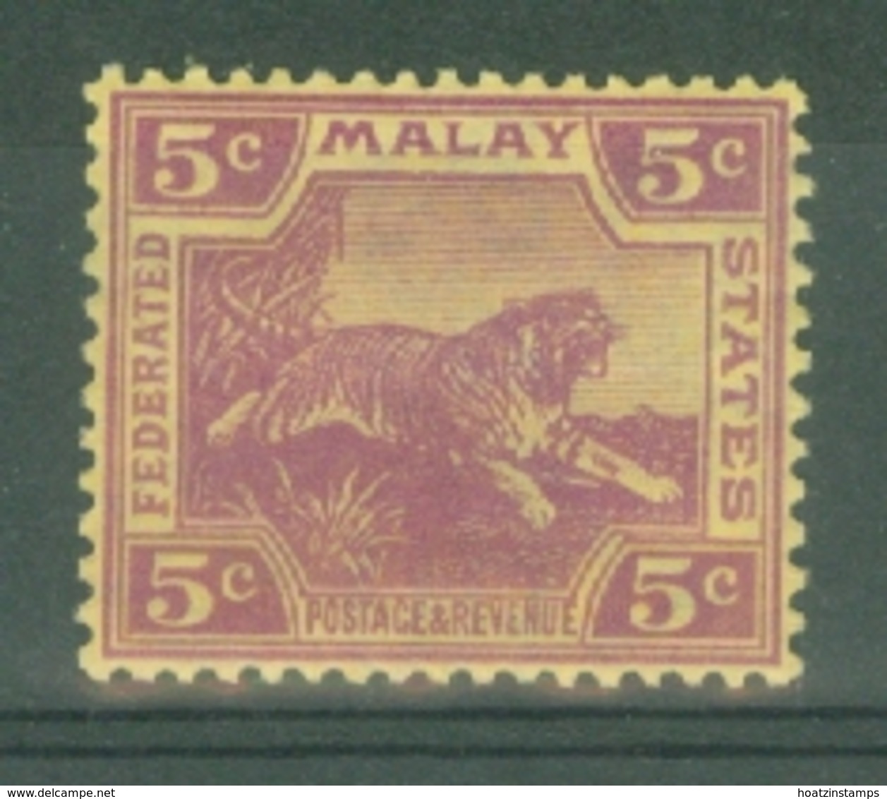 Federated Malay States: 1922/34   Tiger    SG61    5c   Mauve/pale Yellow   MH - Federated Malay States