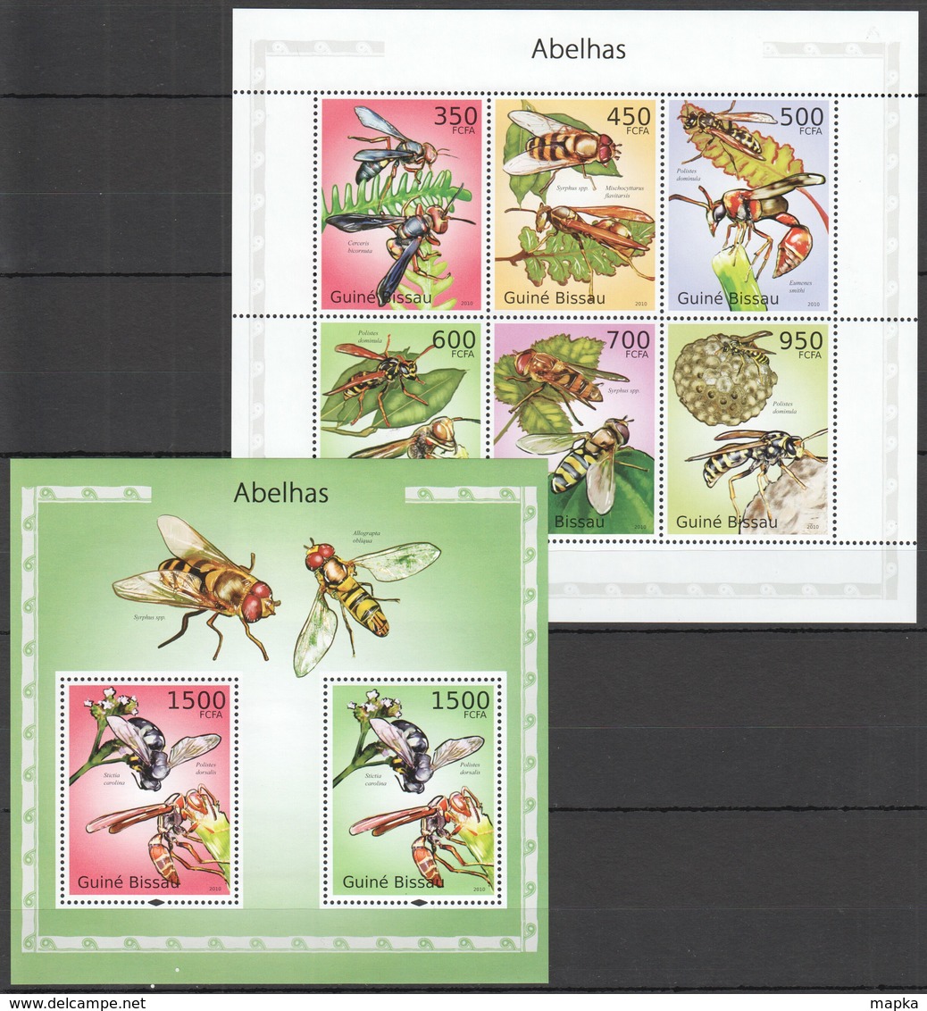 T014 2010 GUINE GUINEA-BISSAU INSECTS ABELHAS 1KB+1BL MNH - Abeilles