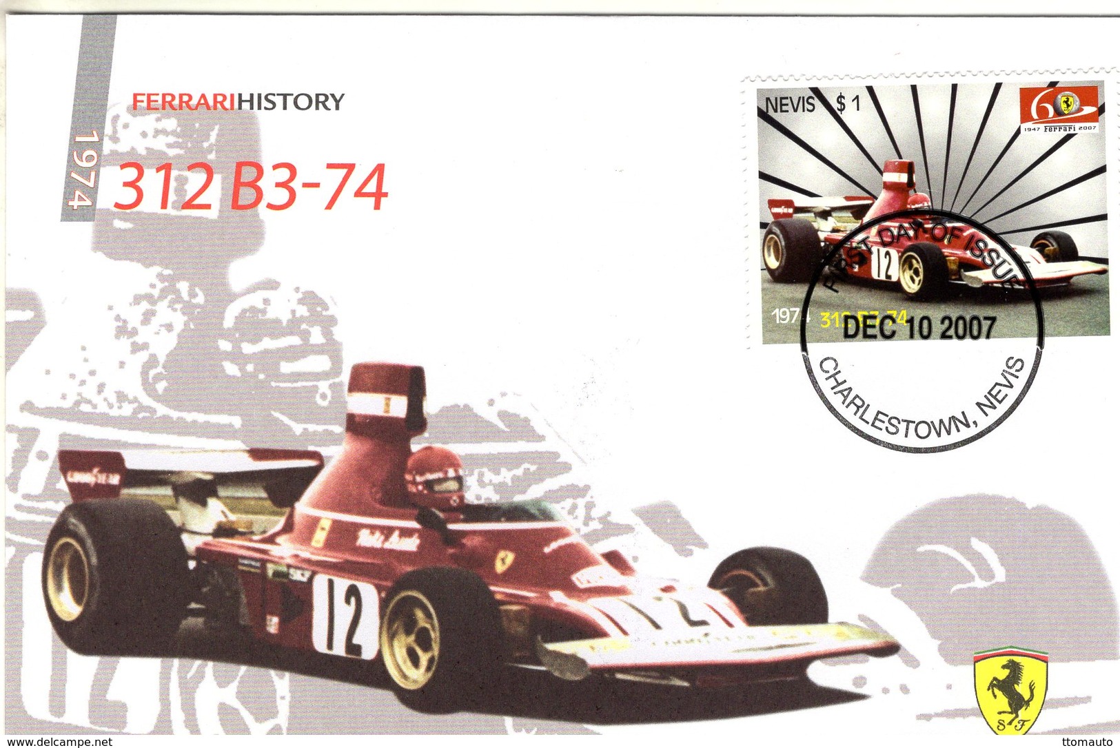 Nevis - Niki Lauda -  Ferrari 312 B3-74   - Enveloppe Premier Jour/FDC - Automobile