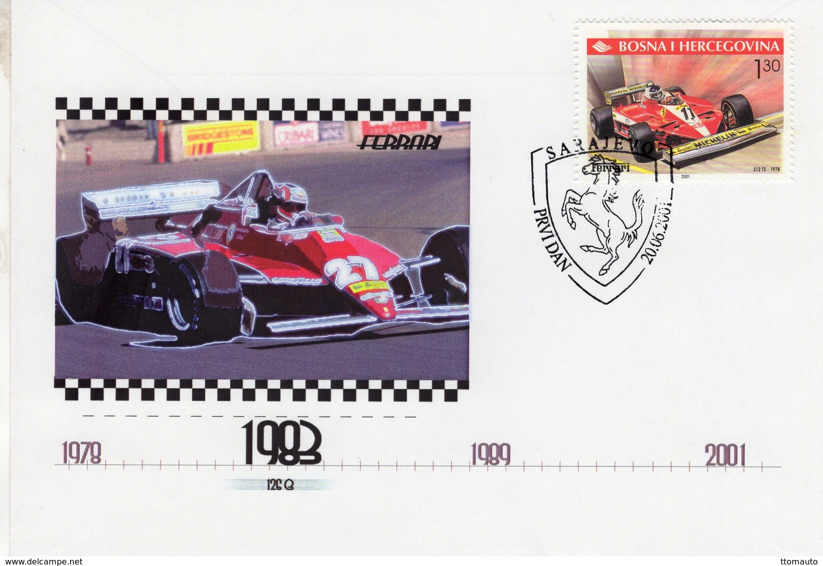 Bosnia Hercegovina -  Ferrari 312 T3 F1 (1978)   - Enveloppe Premier Jour/FDC - Cars