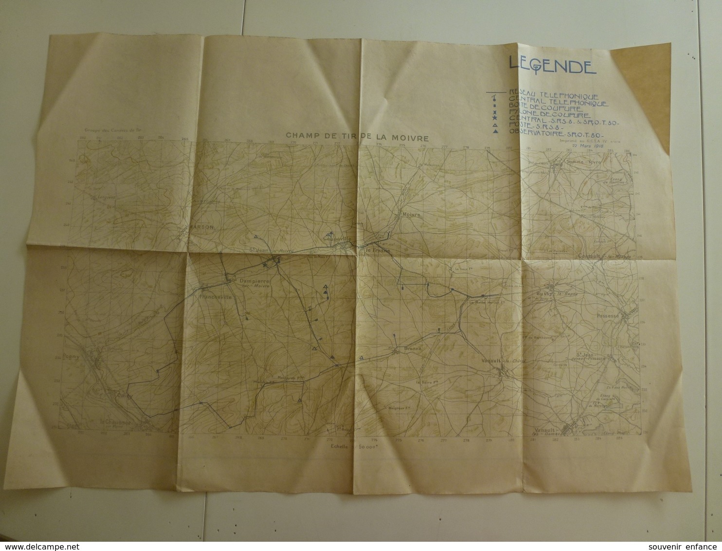 Carte Du Champ De Tir De La Moivre 51 Marne WW1 1918 - Mapas Topográficas