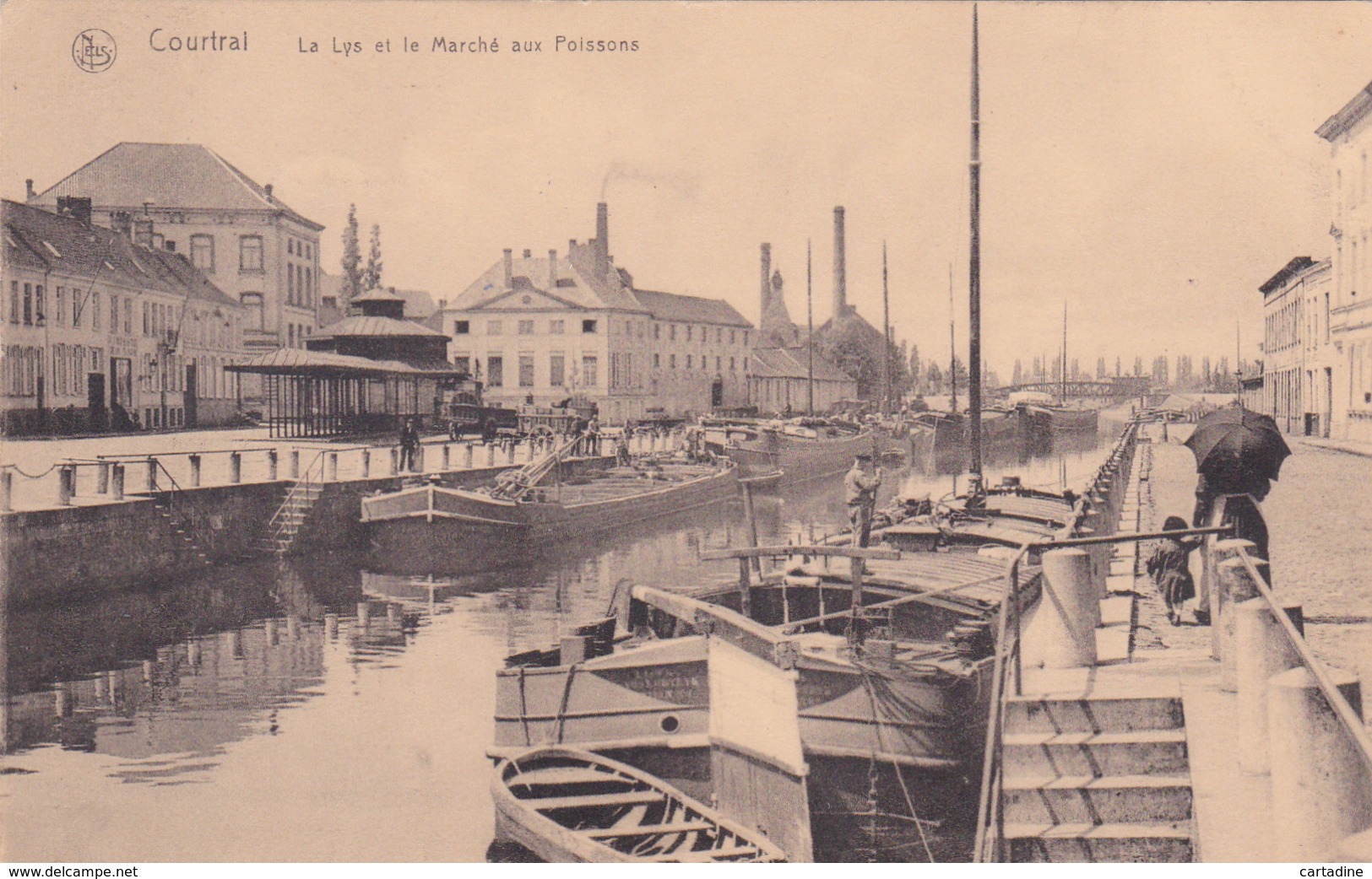 Courtrai / Kortrijk - La Lys Et Le Marché Aux Poissons - Péniches - Nels - 1919 - Kortrijk