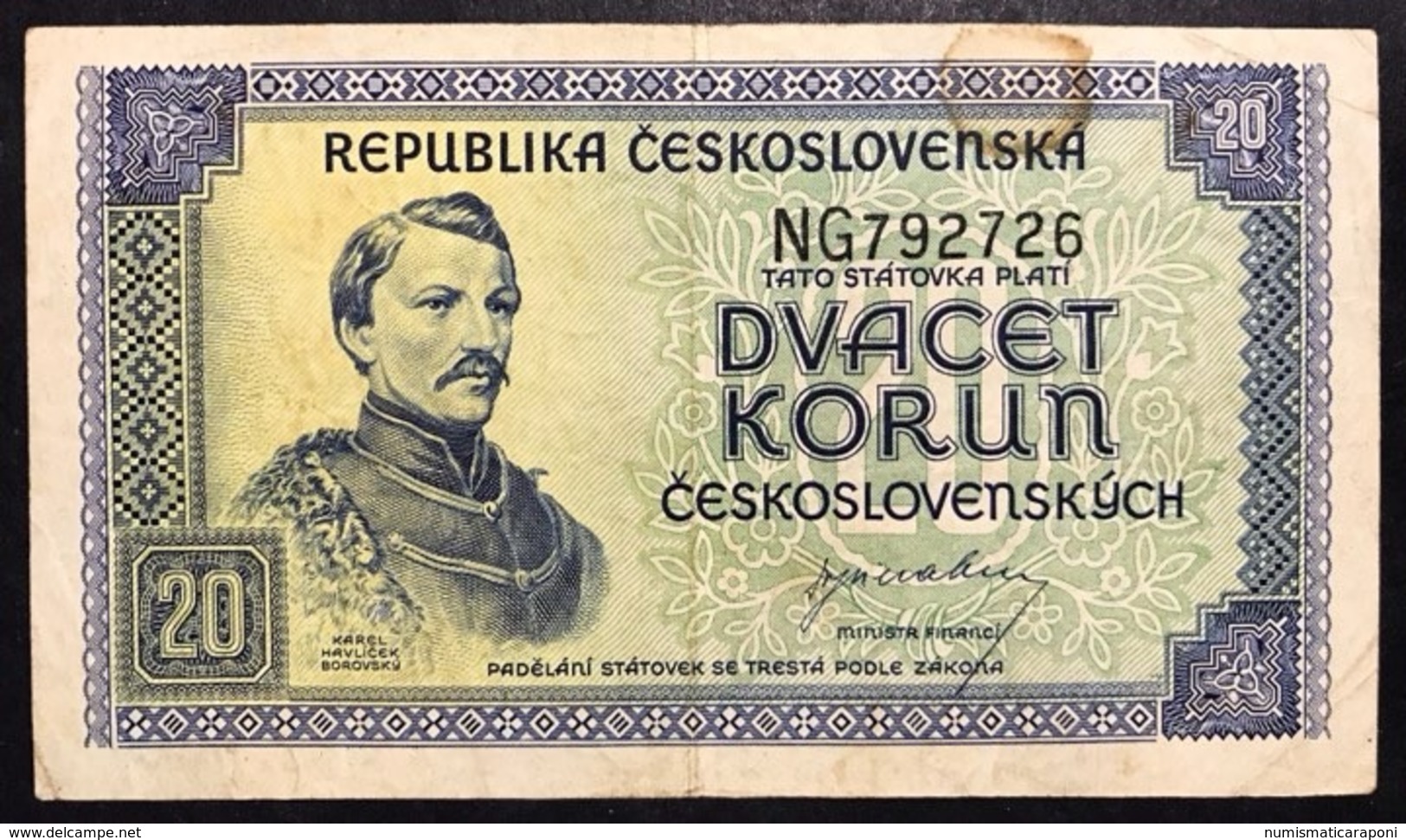 Cecoslovacchia Czechoslovakia 20 Korun 1945  LOTTO 2610 - Tchécoslovaquie