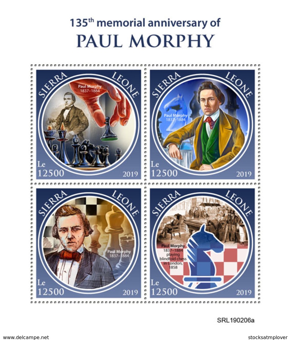 Sierra Leone 2019 Paul Morphy ,chess S201903 - Sierra Leone (1961-...)