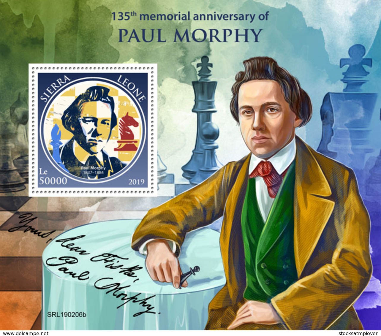 Sierra Leone 2019 Paul Morphy ,chess S201903 - Sierra Leone (1961-...)