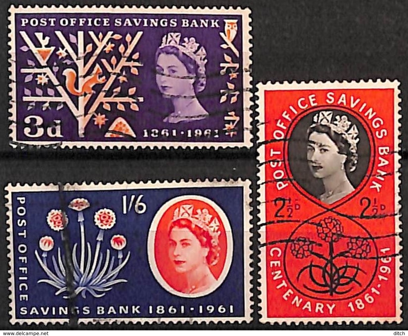 D - [828762]TB//O/Used-Grande-Bretagne 1961 - N° 359/61, Caisse D'épargne, Familles Royales, Fleurs, SC - Ungebraucht