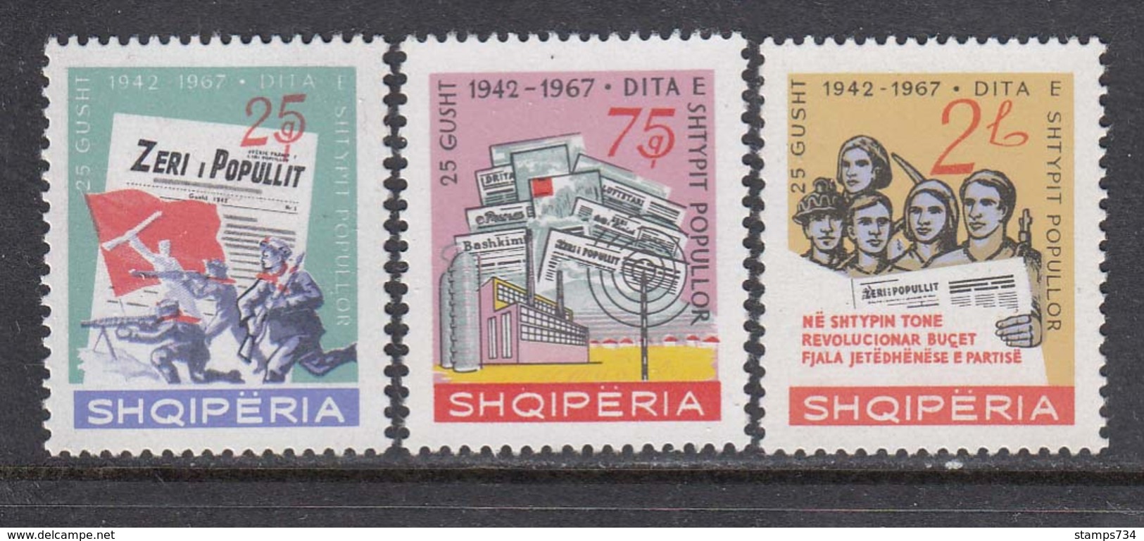 Albania 1967 - 25 Years Albanian Press, Mi-Nr. 1185/87, MNH** - Albania