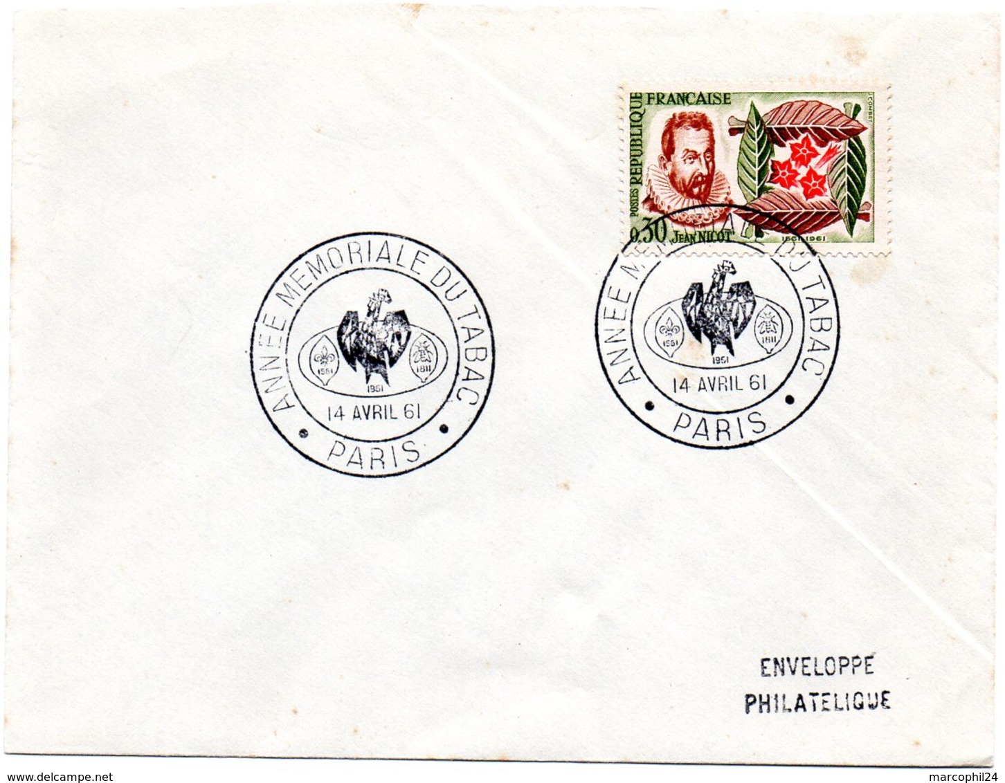 PARIS 1961 = CACHET GRAND FORMAT Illustré CONCORDANT N° 1286 NICOT = TABAC / ANNEE MEMORIALE - Cachets Commémoratifs