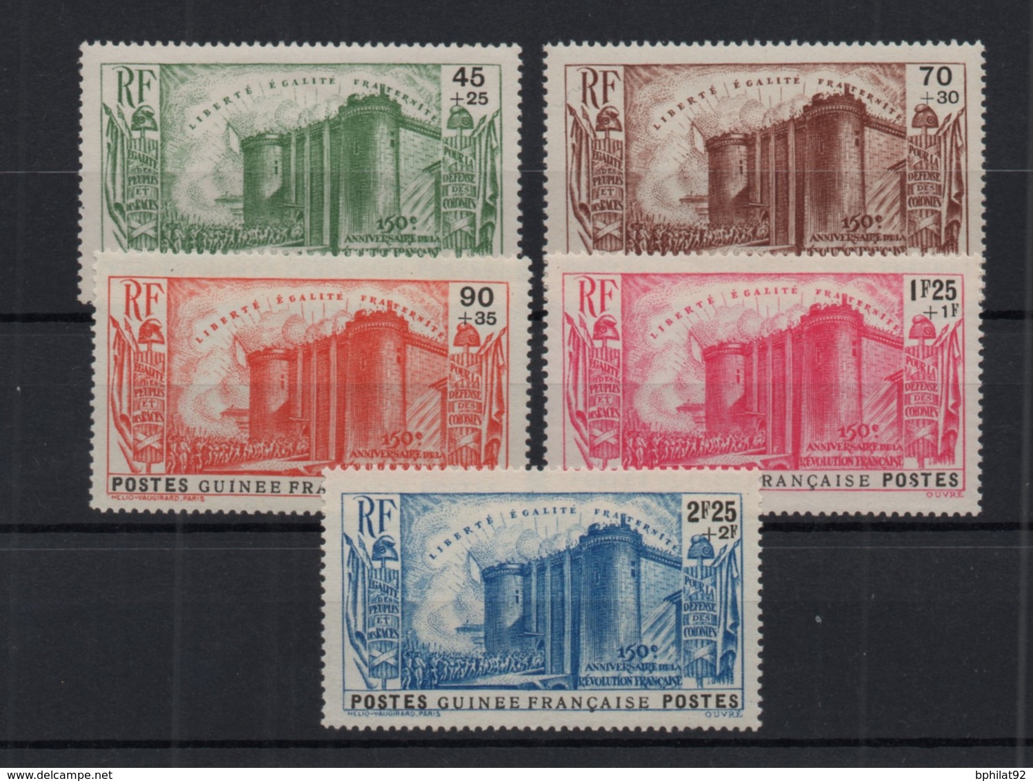 !!! PRIX FIXE : GUINEE, SERIE BASTILLE N°153/157 NEUVE ** - Unused Stamps