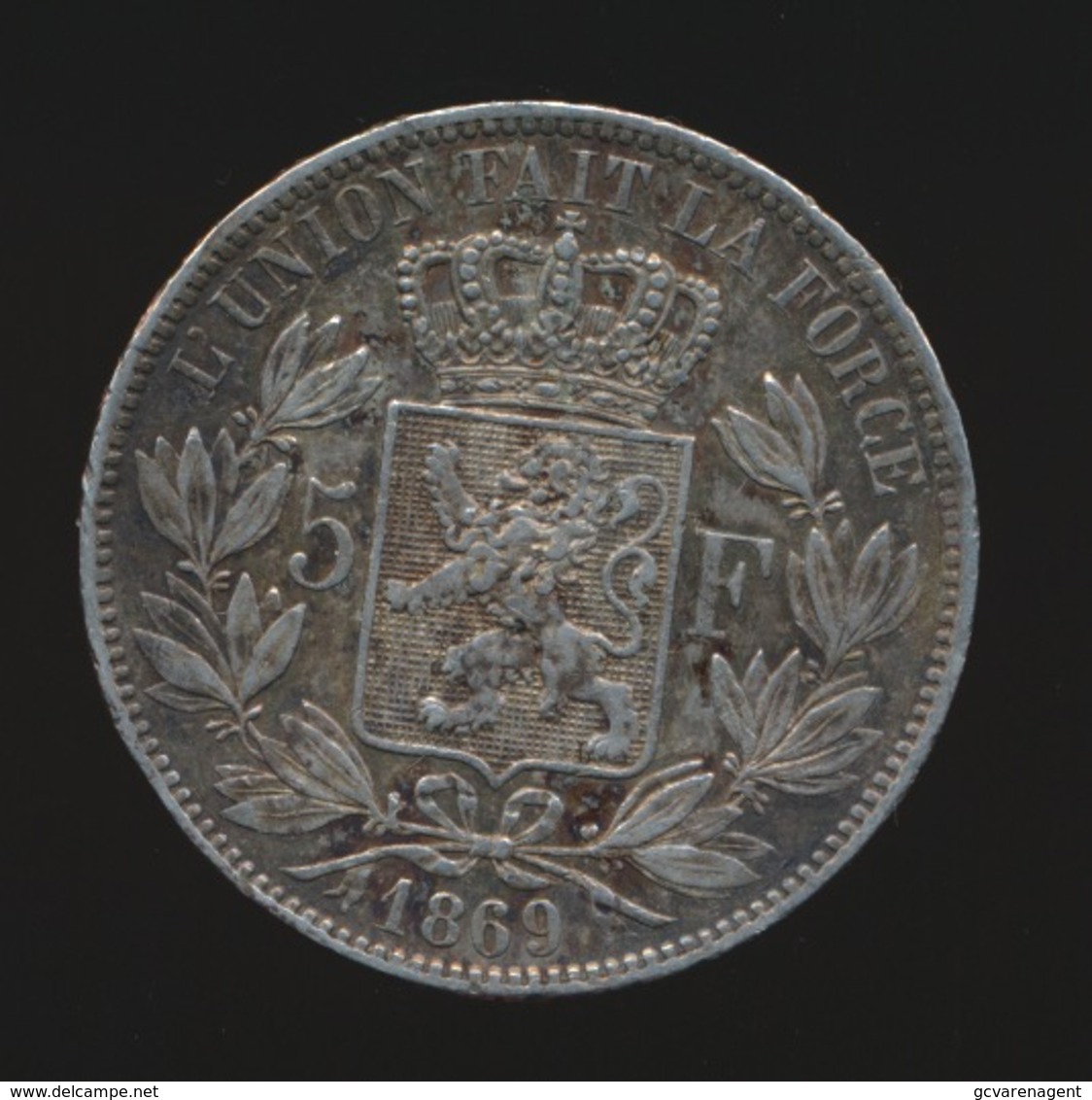LEOPOLD II  5 FRANC 1869    2 SCANS - 5 Francs