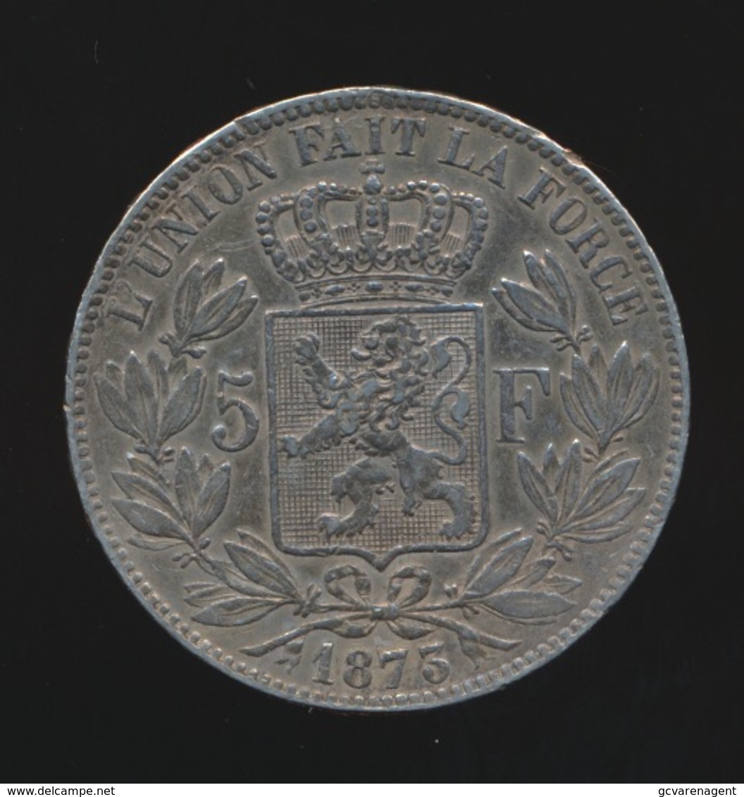 LEOPOLD II  5 FRANC 1873    2 SCANS - 5 Francs