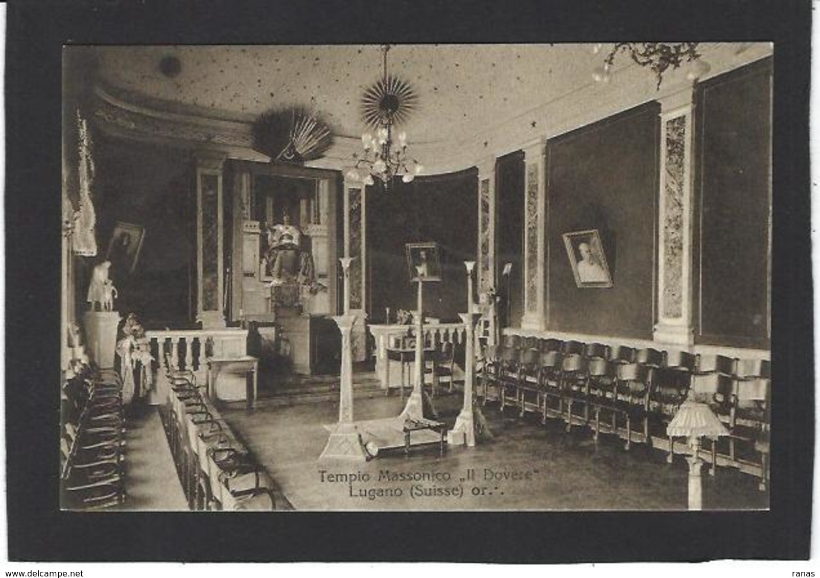 CPA Franc Maçonnerie Masonic Maçonnique Non Circulé Lugano Suisse Intérieur De La Loge Il DOVERE - Philosophie & Pensées