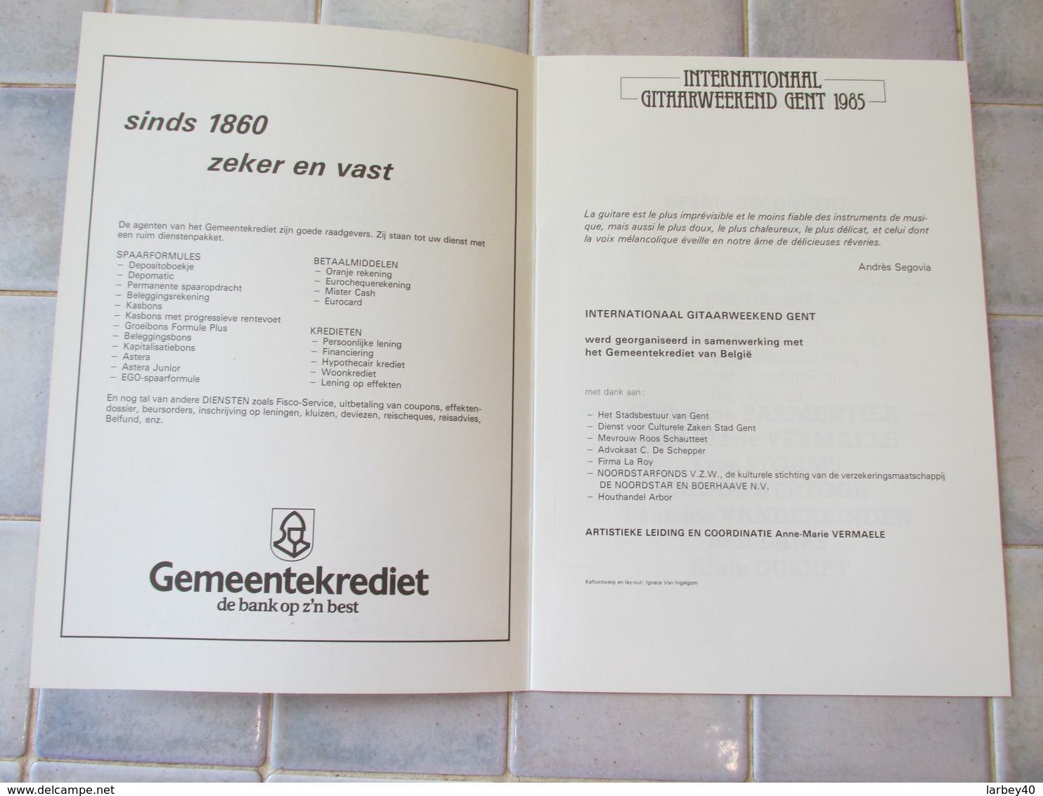 Internationaal Gitaarweekend Gent 1985 - Programs