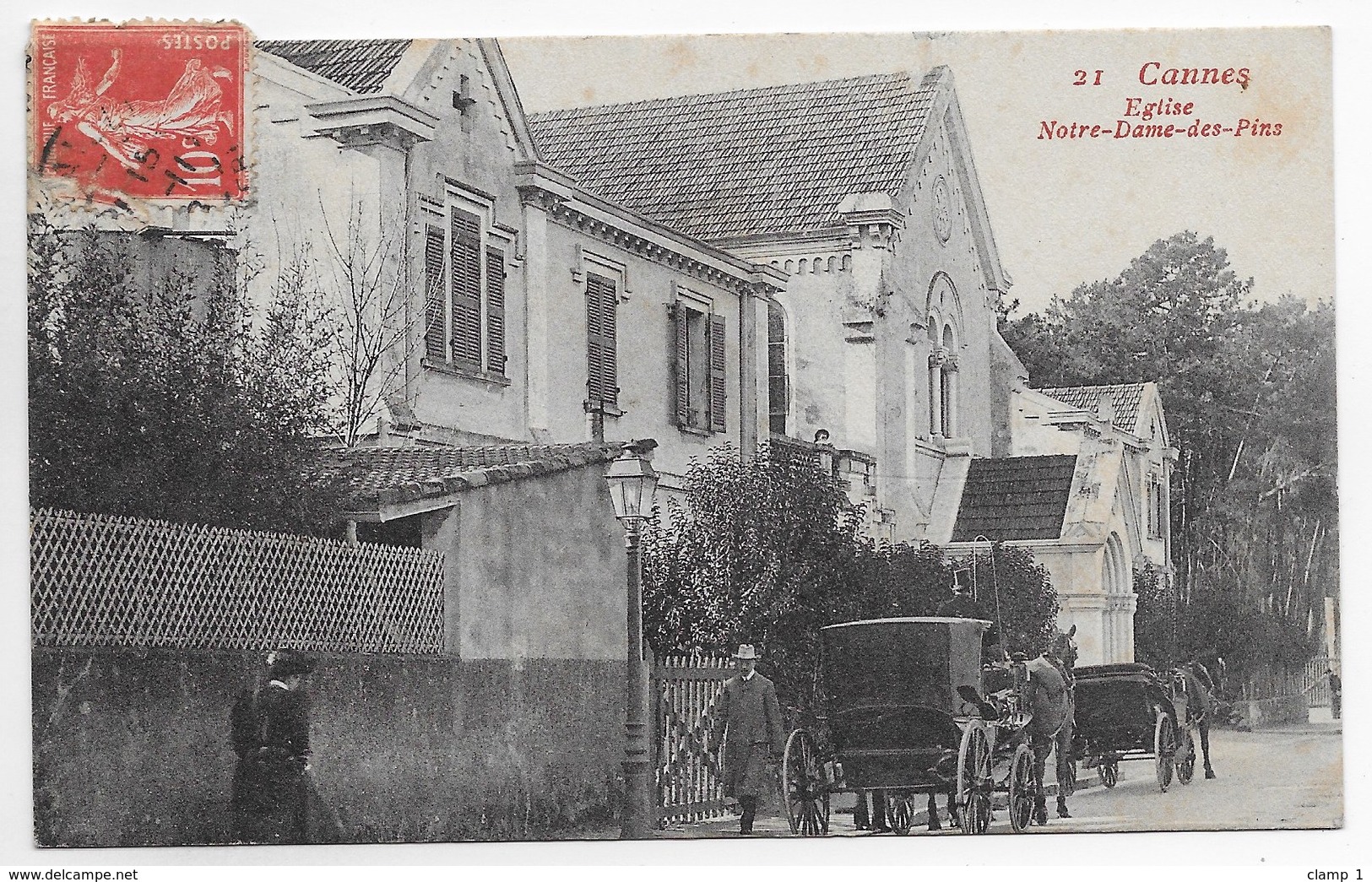 CPA 06 CANNES EGLISE NOTRE DAME DES PINS ** ATTELAGE ** - Cannes