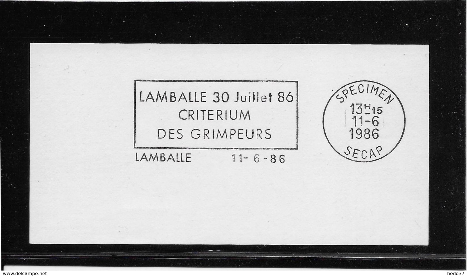 Thème Jeux Olympiques - Sports - Cyclisme - Flamme Secap SPECIMEN - Cycling