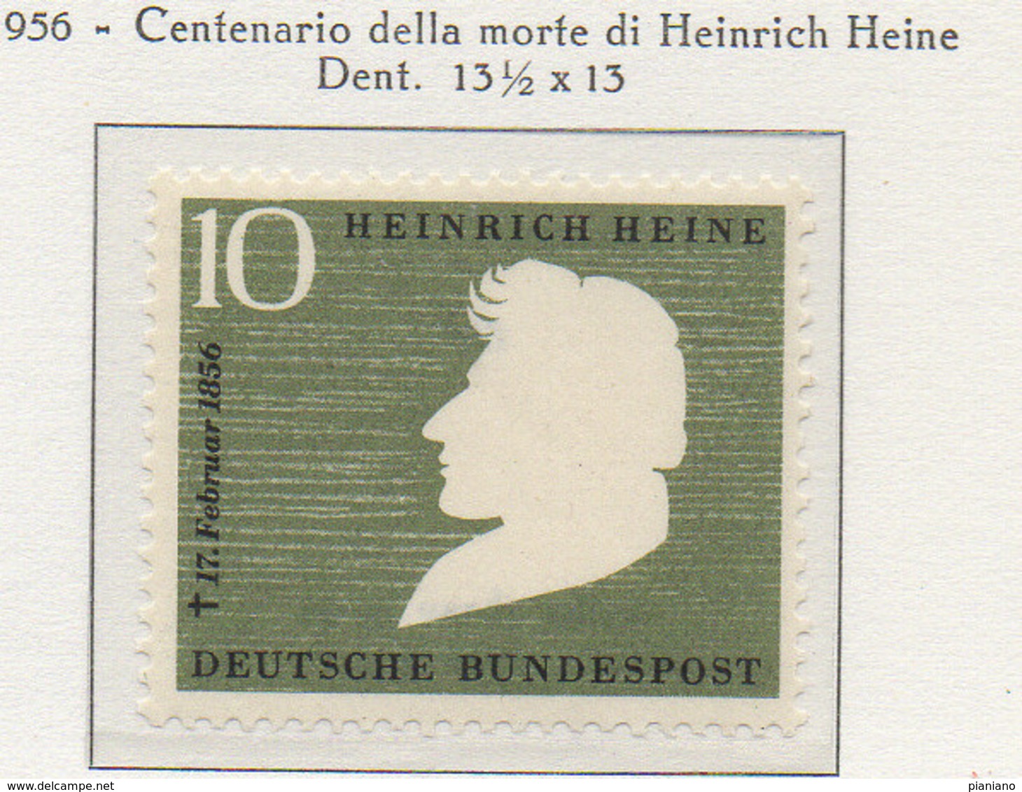 PIA - GERMANIA - 1956  : Centenario Della Morte Del Poeta Heinrich Heine  -   (Yv 103) - Nuovi