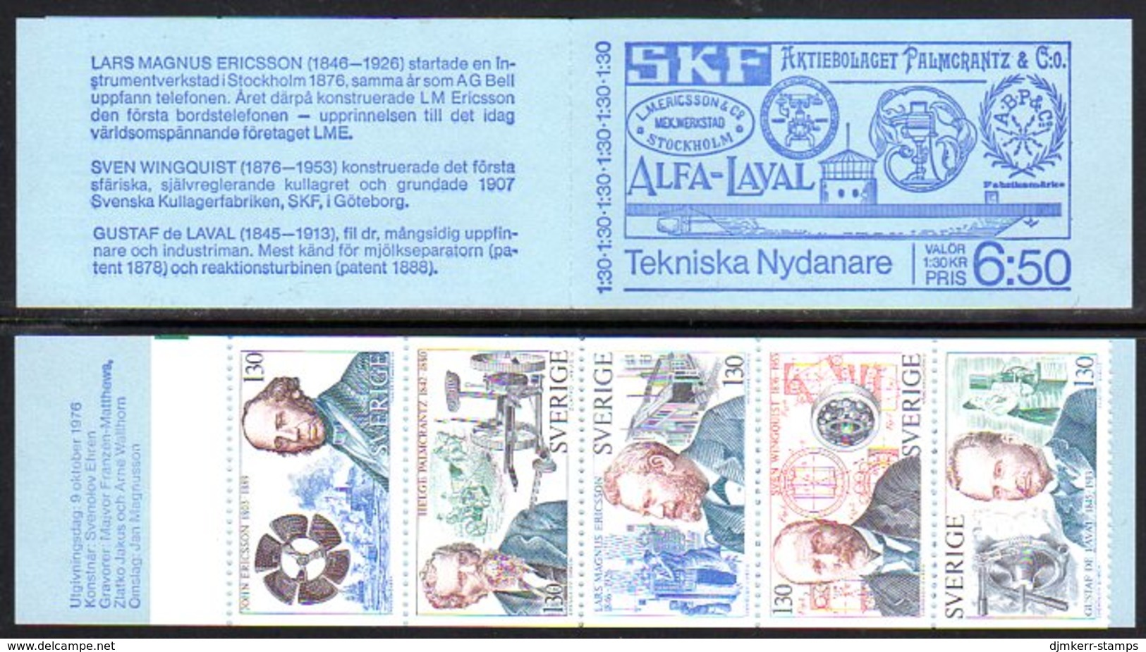 SWEDEN 1976 Pioneers Of Technology Booklet  MNH / **. Michel MH57 - 1951-80
