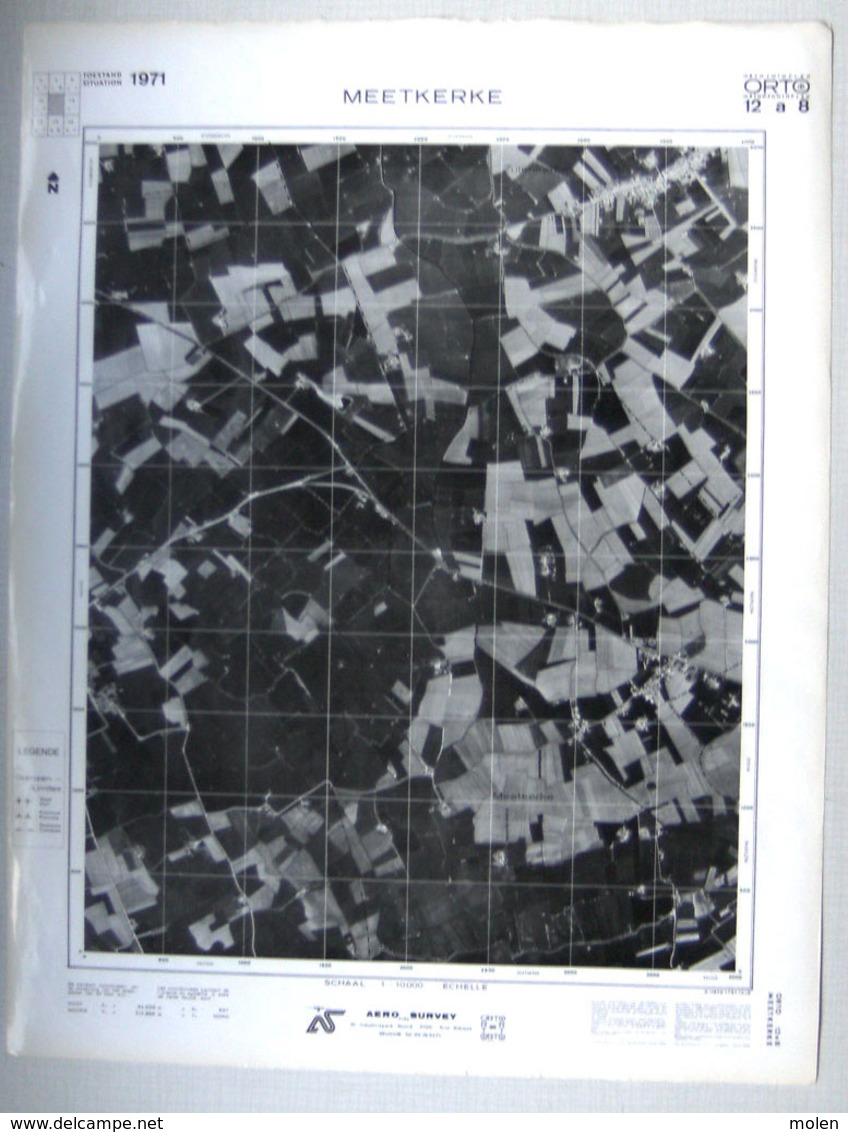 GROTE LUCHT-FOTO MEETKERKE ZUIENKERKE HOUTAVE 63x48cm KAART ORTO PLAN In 1971 TOPOGRAPHIE PHOTO AERIENNE R231 - Zuienkerke